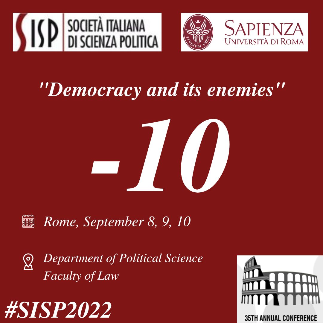 sisp2022's tweet photo. 🔜#SISP2022 will begin in 10 days!

#DidYouKnow?
The 35th SISP Conference will be the first in-person event organised by the SISP since September 2019. It’s time to meet each other again! 

@sisp__ @SapienzaRoma @scpolitichesap https://t.co/BtvbCUbadH