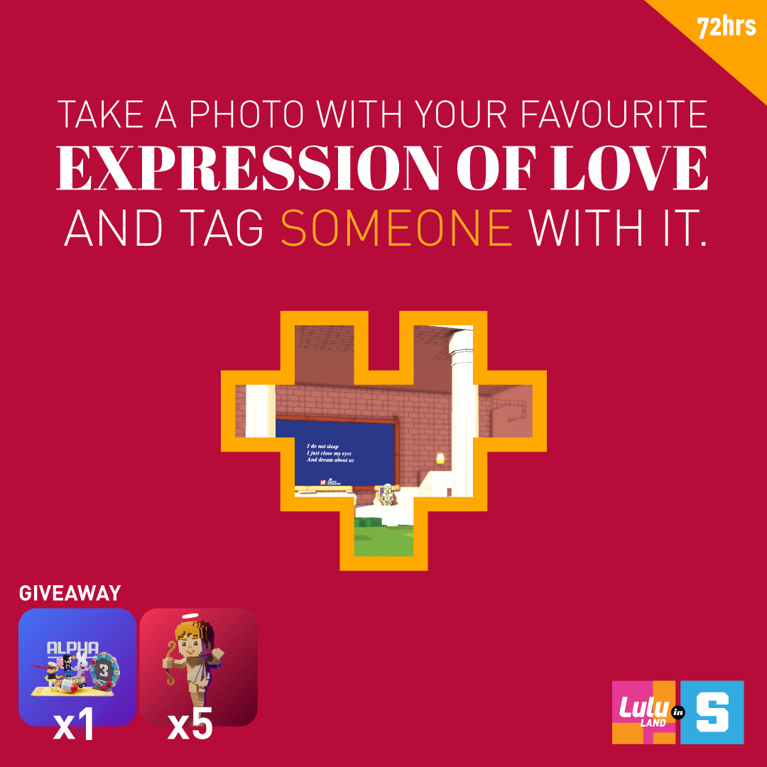 Find your favorite expression of love in "A love is forever"
Take a photo and tag someone you love with it.
Giveaway 1x Alpha Pass S3 | 5 Cupid NFT(in featured collections of S3)
1⃣️FL&amp;RT
2⃣️Tag someone 
3⃣️reply with your wallet address
<a href="/TheSandboxGame/">The Sandbox</a> <a href="/GameMakerFund/">forsale username~dm</a>