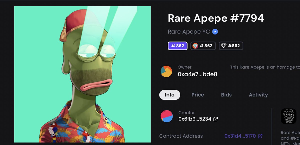 delbrok0's tweet photo. One of my best snipes this week.Amazing artwork @pepe_designer  #RAYC https://t.co/RFKFMvzhK9