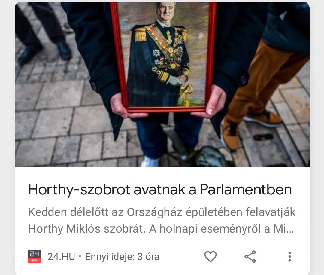 istvan_ujhelyi's tweet photo. Neo-fascist #MiHazank (Our Homeland) party will inaugurate a #Horthy statue in the #Parliament today.
#Horthy was the governor of 🇭🇺 between the WW's, with strong sympathy for #Hitle. He is responsible for Hungary's shift towards fascism and our alliance with nazi #Germany https://t.co/BfVxAzJPTw