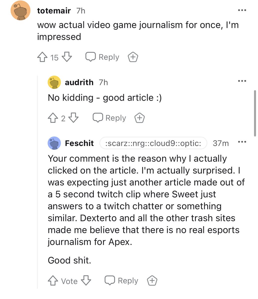 TAG_tom_apex's tweet image. Seeing stuff like this on Reddit about my articles…. Man 🥹