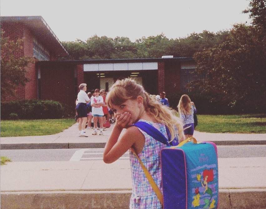 1stgradehooray's tweet photo. First day fun! Here’s a snapshot of my first day of first grade. Wayyyy back when 🚌📚🍎 Fun fact, our spring TU intern accepted a position to teach first grade at my elementary school. Small world 🎉 #welcomebackBCPS #happyfirstdayofschool https://t.co/KfYGdnbtV7