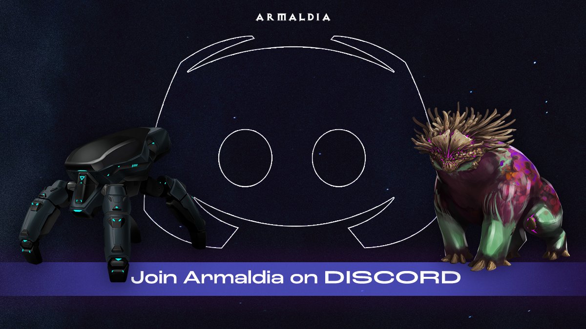 Connect with like-minded people on Official #Armaldia's Discord channel 🫂
➡️go.armaldia.com/discord

✅Announcements
✅International chat group category
✅Suggestion for community or game improvement category
✅Memes and off-topic categories

Become part of our #community! 
#P2E