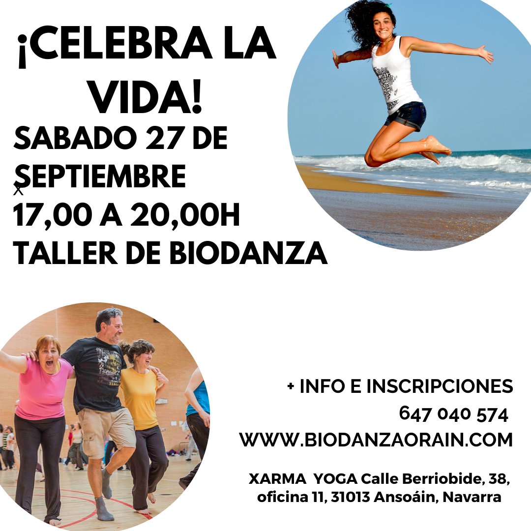 ¡ Celebremos la vida! Taller de biodanza en Pamplona para el 27 de septiembre! ¡ A cargar pilas para el curso que viene!  #BiodanzaOrainEnPamplona #BiodanzaConProfundidad #BiodanzaConProposito