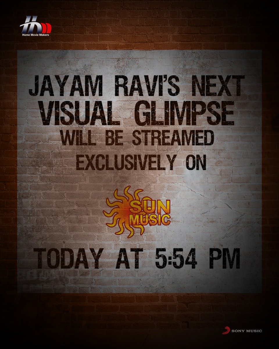 sidhuwrites's tweet photo. Visual Glimpse of @actor_jayamravi's next produced by @theHMMofficial coming onto @SunM Music today at 5:54 PM!
#JRNext @sujataa_HMM @Omaartweets @shiyamjack @teamaimpr @SonyMusicSouth https://t.co/j11WX8vdha