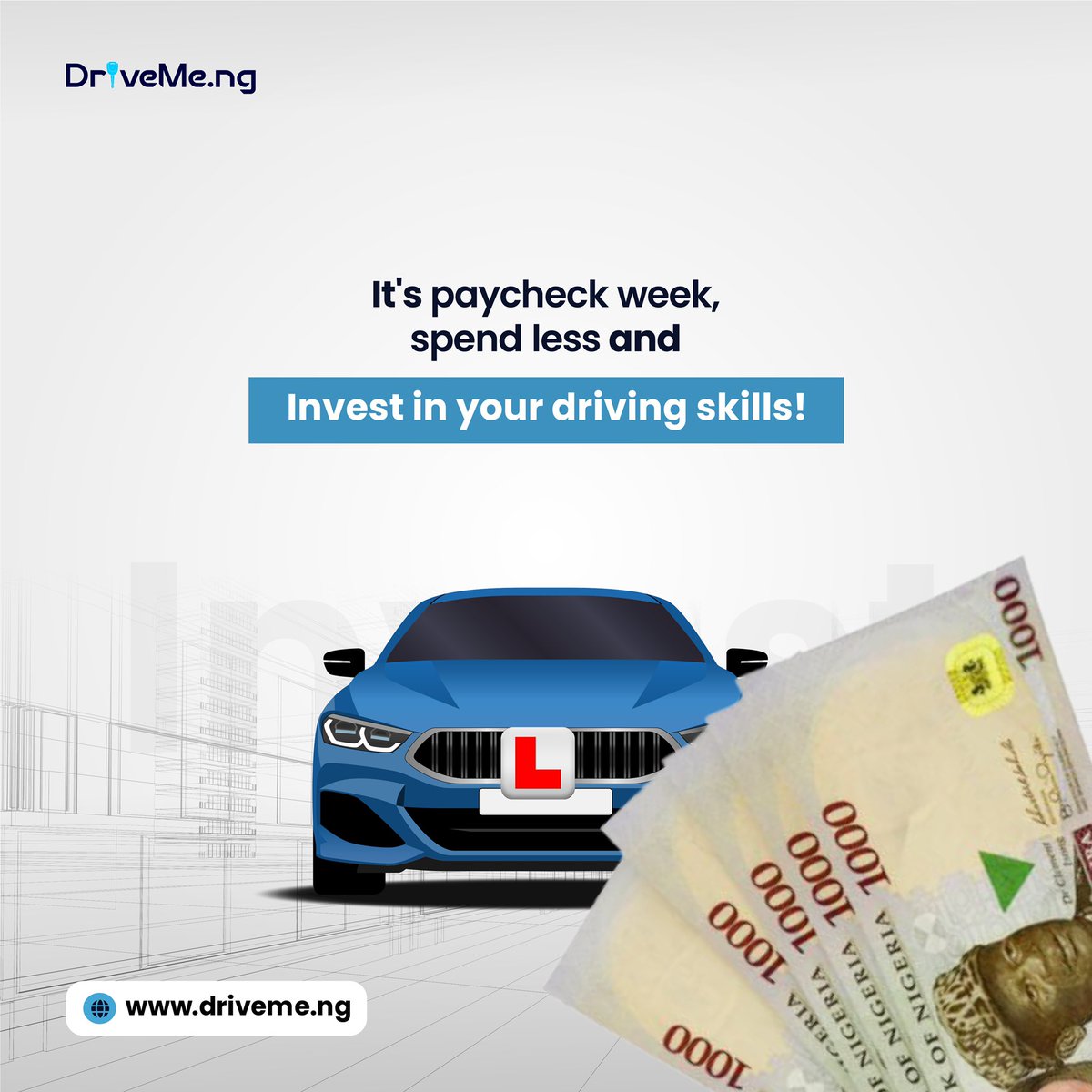 driveme_ng's tweet photo. The best week for salary earners💃 we know this week comes with lots of happiness and of course expenses 🌝
As you plan to spend don’t forget to invest in your driving skills, a necessary skill you should have. Spend less and invest!
Our packages are affordable🤗
#driveme https://t.co/Klhj1fknrT