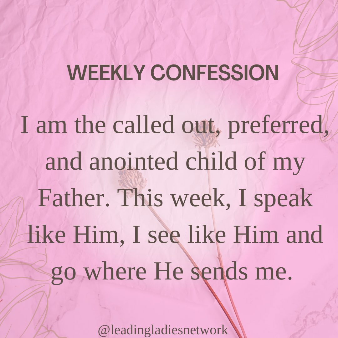leadingladies_n's tweet photo. Hey sis! Itโs another week to confess your realityโค๏ธโค๏ธ This week , we go where He sends us!
#confessions #leadingladiesnetwork https://t.co/9R0fATXhed