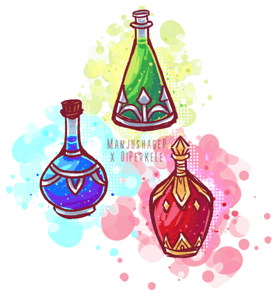 Hope I'm not too late to share these! Here's a doodle dump based on <a href="/Habbo/">Habbo</a> 's Fantasy campaign that I made at the start of the month.
Ft. the cutest wizard girl ever, the twink bard, Perkeline, and some funky potions! #Habbo🦋✨