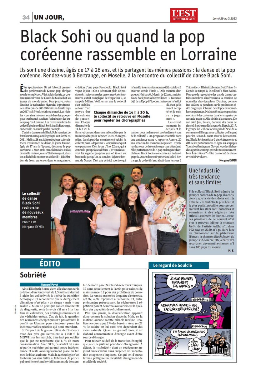 BlackSohi's tweet photo. Un bel article paru ce matin, merci beaucoup.
#kpop #republicainlorrain https://t.co/TKaSU6pD23