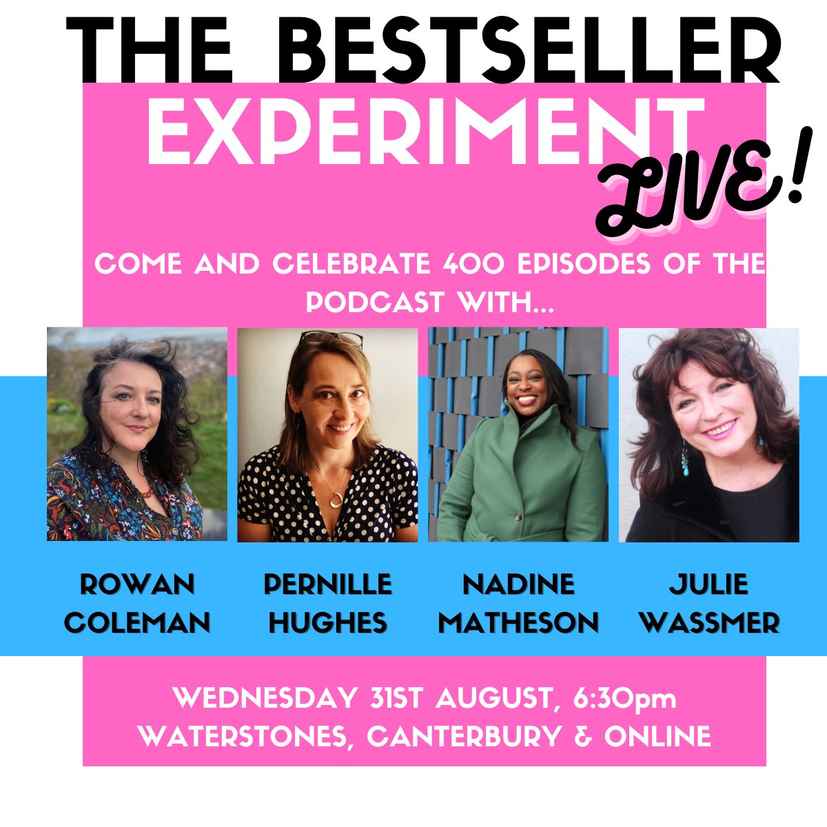 bestsellerxp's tweet photo. LIVE SHOW TOMORROW! After six years and 400 episodes, we’ll be asking if writing is a job for life.
Our guests share their experiences of being authors in an ever-changing world.
Join us in person at @WaterstonesRose or live on Youtube! Links for tickets and Youtube in our bio. https://t.co/xhh8M7afxM