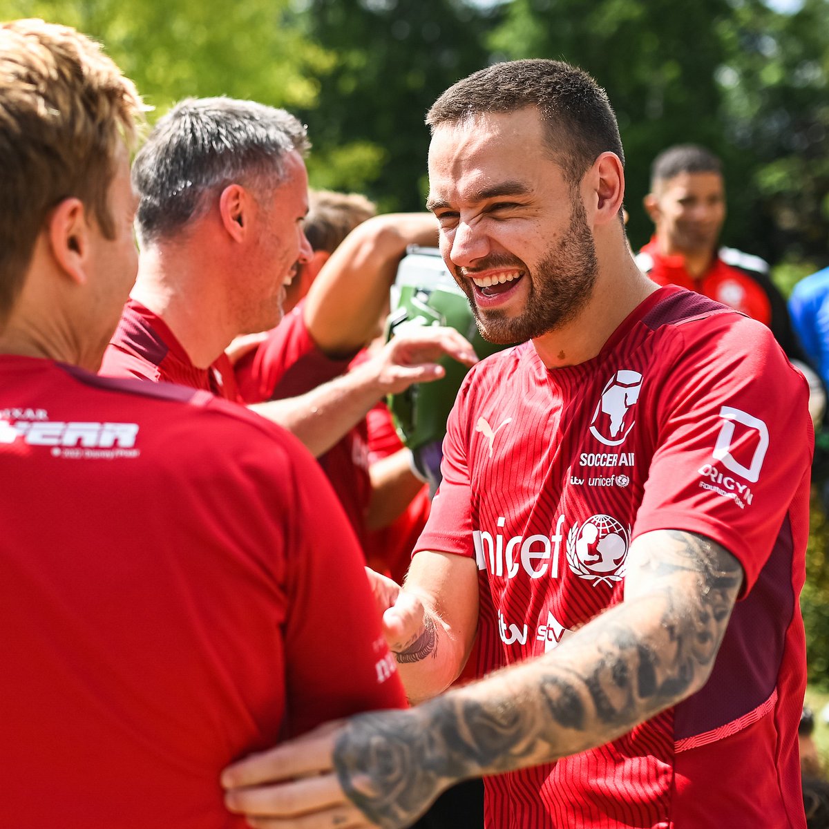 😀 All smiles for the England ©️ on his big day 🎉 

A massive happy birthday to our 2022 Three Lions skipper <a href="/LiamPayne/">Liam</a> 🎂 

#SoccerAid // <a href="/UNICEF_uk/">UNICEF UK</a> 💙