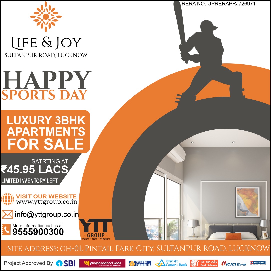 yttgroup's tweet photo. #happysportsday #Yttgroup #lifeandjoy #luxuryhomes #luxuryapartments  #luxuryapartmentsforsale 
3BHK Luxury Apartments Available at #pintailparkcity Sultanpur Road Lucknow
Starts from Rs.47.65 Lacs 
Book Now - 95559 00300
or visit https://t.co/FxAc6O0ZOe with Life &amp; Joy https://t.co/lLPL0AGxN8