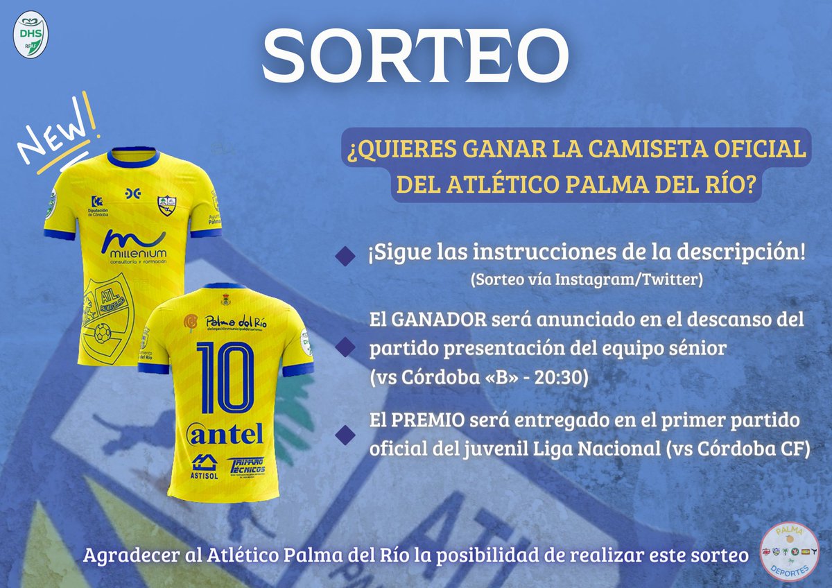 palmadeporte's tweet photo. 📢 SORTEO 🚨

Requisitos para participar ‼️

🔹 Seguir al @AtcoPalmadelRio y @palmadeportes .
🔹 Dar RT a este tweet.
🔹 Menciona a un amigo en comentarios.

(En Instagram tenéis otra oportunidad para ganar el premio).

¡SUERTE A TODOS! ⚽️🍀

#palmadeportes https://t.co/KxU61d8A3N
