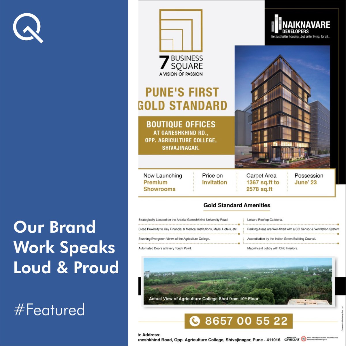 TeamQuantastic's tweet photo. Quantastic, climbing the stairs of new achievement!
Our work for one of our esteemed clients, Naiknavare Developers, got featured in the Pune Times on August 27th, 2022. 

Yet another achievement, more to follow soon!

#quantastic #digitalmarketingagency  #ProudMoment #AgencyWork https://t.co/762nTEXHvw