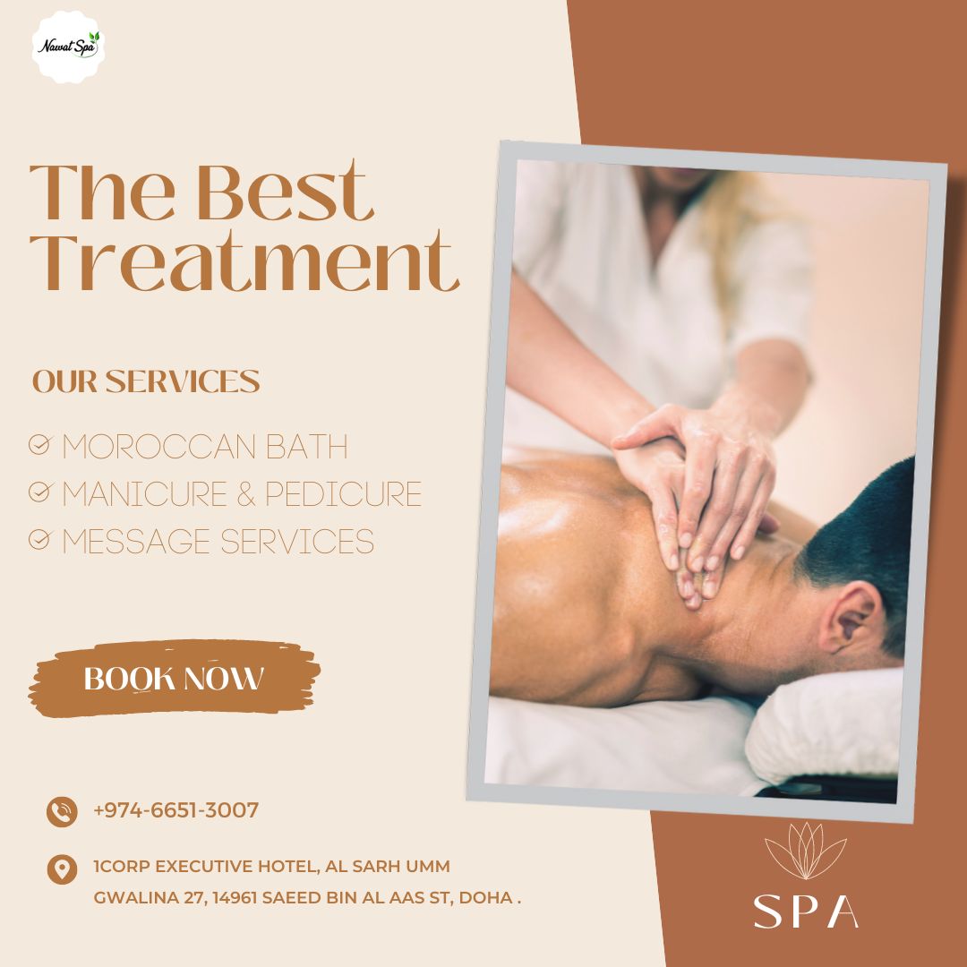 NawatSpaQatar's tweet photo. WELCOME TO NAWAT SPA
THE BEST TREATMENT 
Visit us at 
📍 Corp Executive Hotel
More information call us:
📱 33035595 / 66513007
#NawatSpaQatar #MenSpa #CorpExecutiveHotel #doha #qatar #massageindoha #massagedoha  #massage #qatar_massage #massageqatar #massageinqatar #Qatar https://t.co/CjyvFxmpmZ