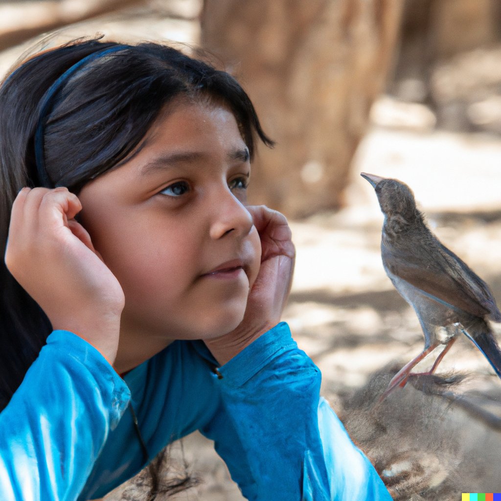 Children hear the lies of birds. #sciencefiction #sixwordstory by <a href="/peterjbentley/">Peter Bentley</a>, illustration by #dalle2.