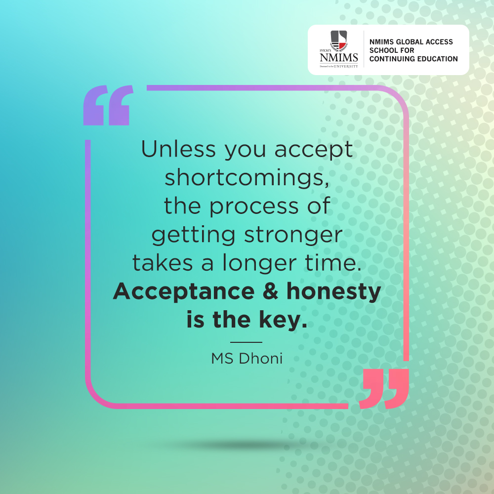 NMIMSCDOE's tweet photo. Be #true to yourself.

#Monday #MondayMotivation #Motivation #Acceptance #Honesty #MSDhoni #NGASCE #NMIMSGlobal https://t.co/XHgyK2koks