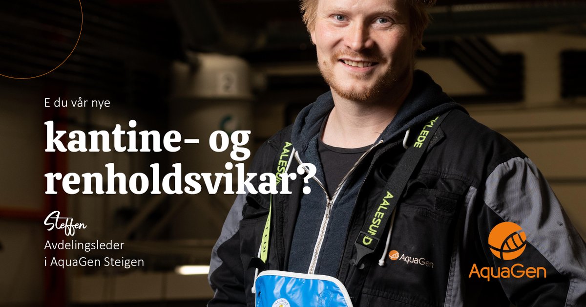 Har du erfaring med renhold og kantinedrift, eller kjenner du noen som har det? Et ryddig og hyggelig arbeidssted er viktig for oss og nå ser vi etter en kollega med ørneblikk.
aquagen.no/ledige-stillin…

#ledigstilling #steigen #såkornforlivskraft #degodegenene #rogn #havbruk