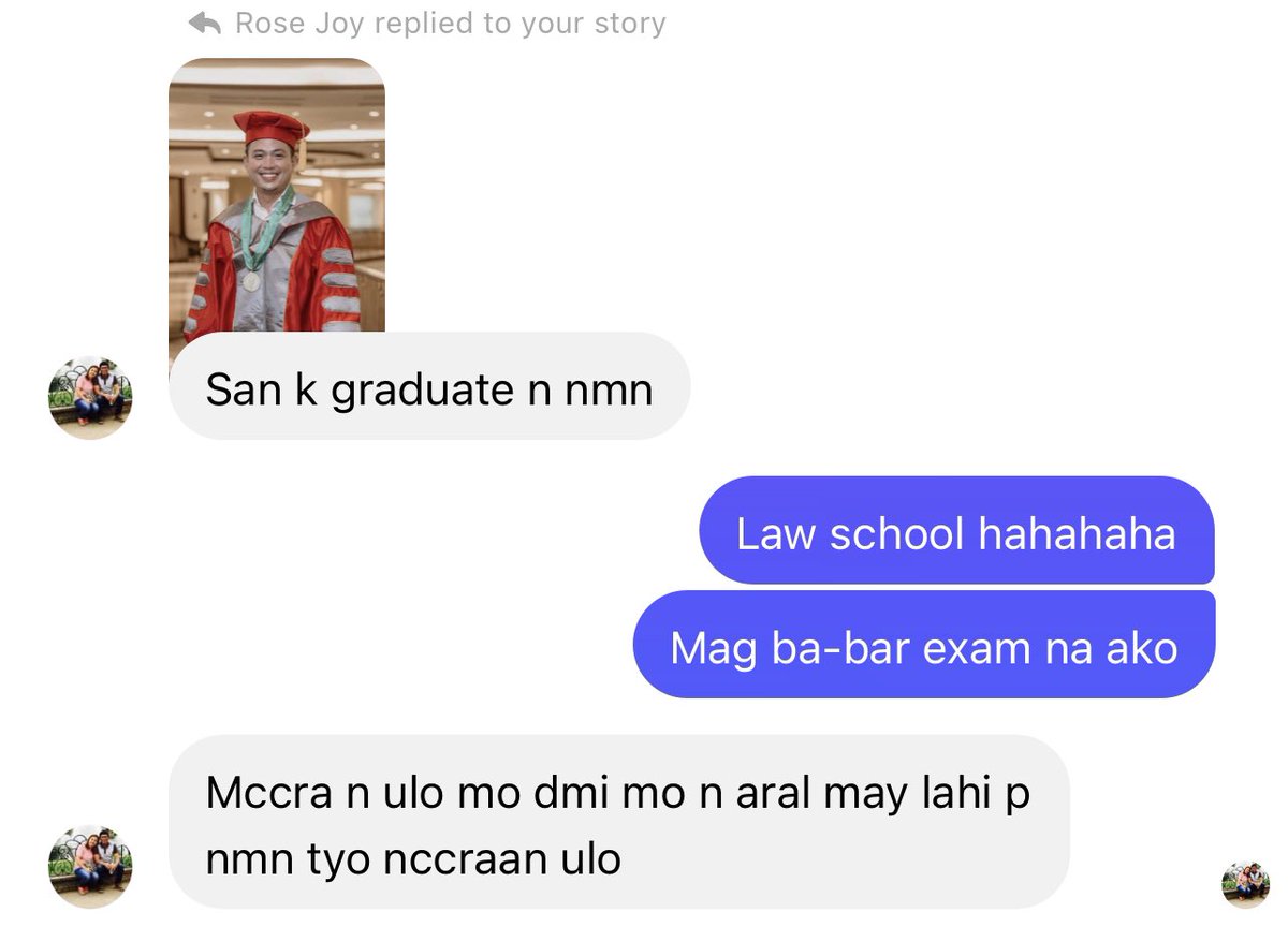 cyron_md's tweet photo. Pinost ko picture ko na nakasuot ng academic regalia (taken during the conferment ceremony ng isang society sa vetmed) and this is my mother’s reaction 😂😂😂 https://t.co/hrAuNVVMYF