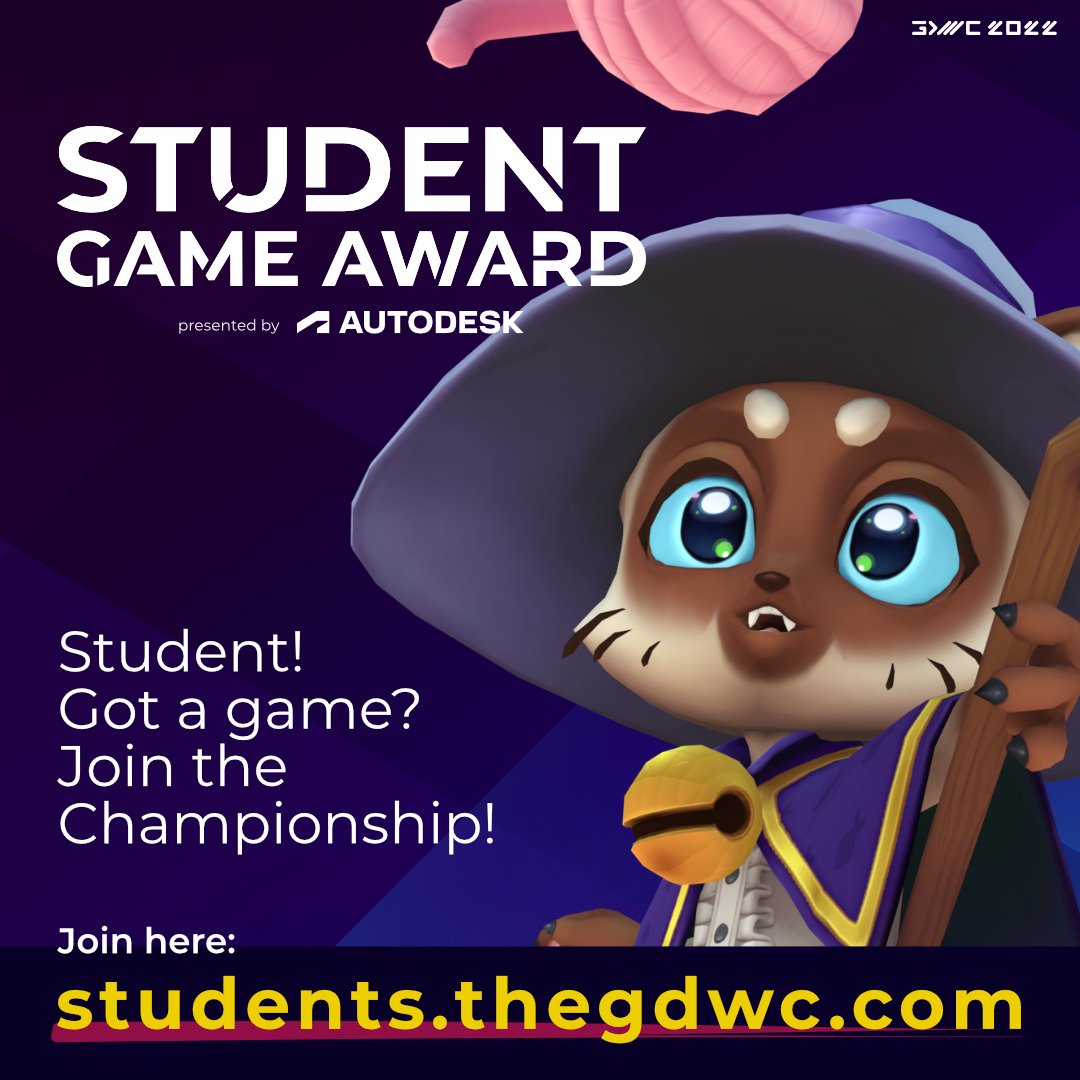 TheGDWC's tweet photo. We have BOUGHT BACK the #StudentGameAward with Collaboration from @autodesk! 📚
Open to #Students of ALL Fields or #SelfStudying Teams!

🥇WIN #Autodesk Software, Career Coaching, Exclusive Articles &amp; MORE! 
⭐Sign Up: https://t.co/UzF8X8cIFu

#gamedevstudent #gamedev #indiegame https://t.co/HGY90z0T8m