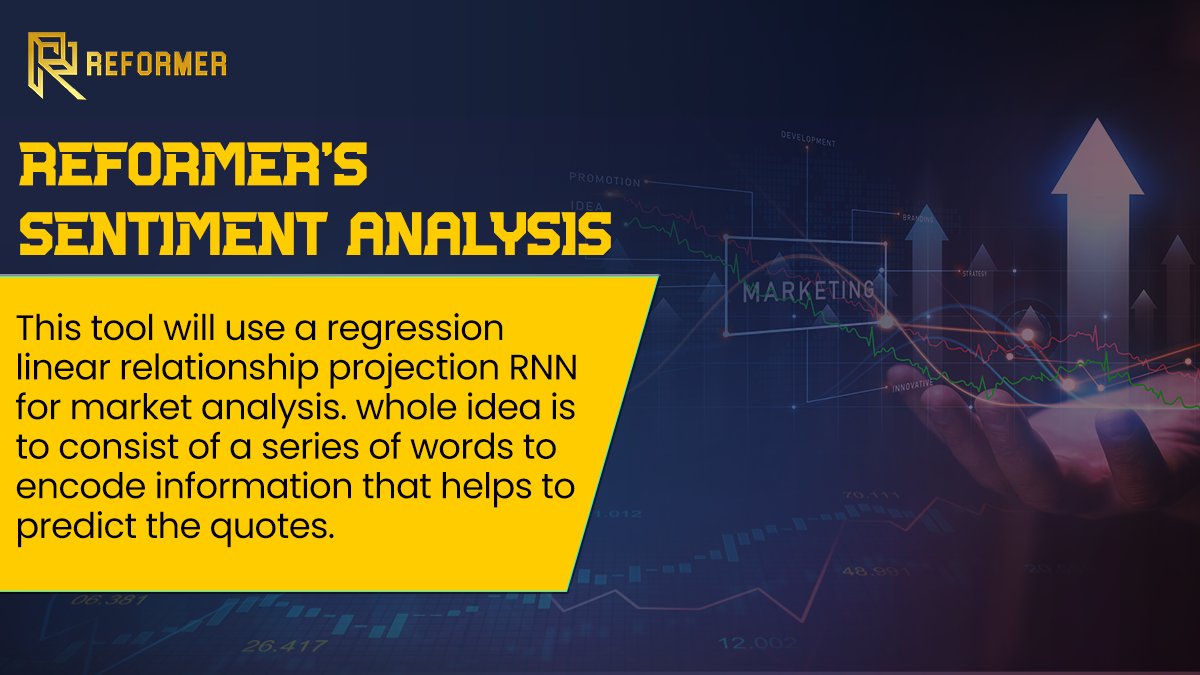 Reformer_Vip's tweet photo. #Reformer - Sentiment Analysis
❗️This tool will use a regression
linear relationship projection RNN for market analysis.
The whole idea is to consist of a series of words to encode information that helps to predict the quotes.
#ReformerVIP #DeFi #Crypto #web3 https://t.co/lf6Nfbu0H5