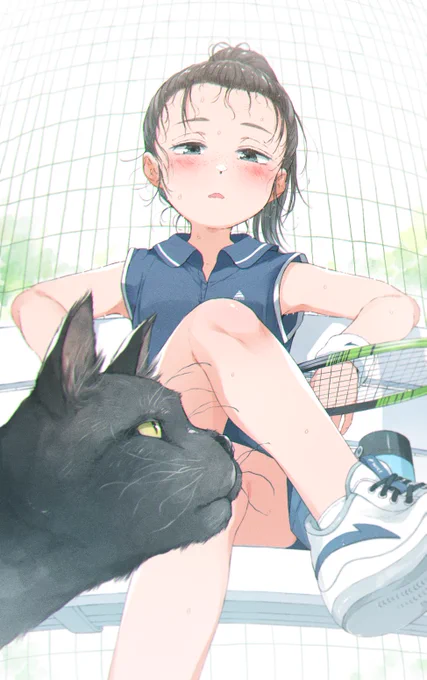 これは、地面に転がるテニスボールの目線から見た足を組み替えるお嬢さんの絵だったもの。 