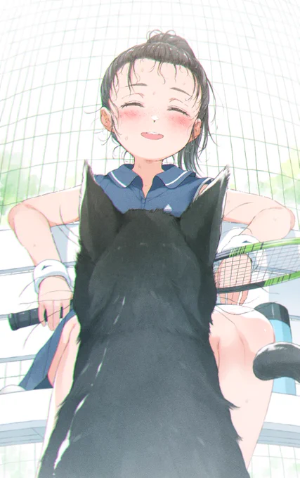 これは、地面に転がるテニスボールの目線から見た足を組み替えるお嬢さんの絵だったもの。 