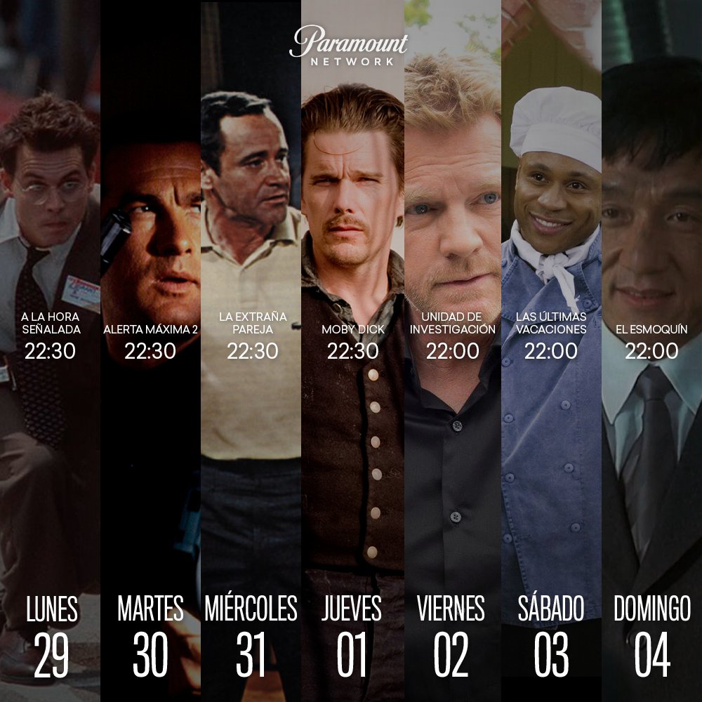 ParamountNetESP's tweet photo. #JohnnyDepp, #StevenSeagal, #JackLemon, #WalterMathau, #EthanHawke, #QueenLatifah y #JackieChan entre otras estrellas estarán a partir de las 22:00 en Paramount Network. https://t.co/PYEBzt1LIK