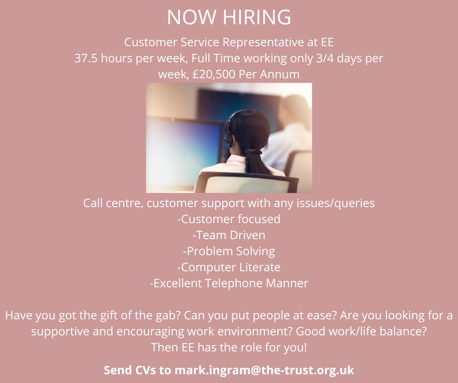 EE are currently looking for customer service representatives to join their team! If you are looking for an exciting new challenge working in their fast-paced call centre, then get applying today!