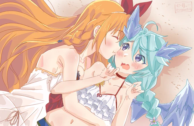 ペコリーヌ「シェフィちゃんひんやりして気持ちいいです〜…はむっ☆」シェフィ「ひゃうっ!?」#プリコネR #skebリクエスト 
