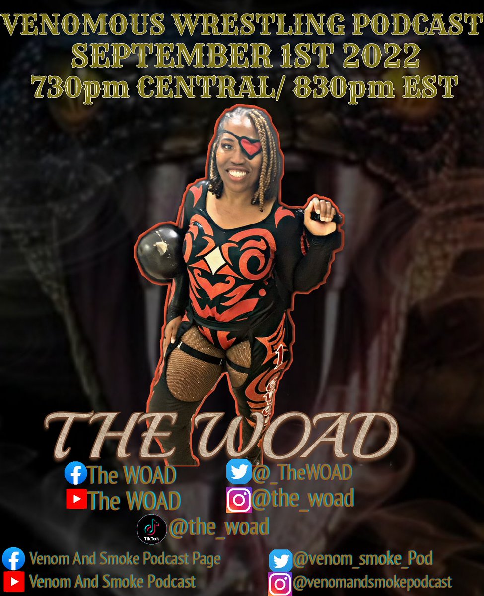 venom_smoke_Pod's tweet photo. We will Have @_TheWOAD in the house on Thursday Dont Miss This interview..#venomouswrestlingpodcast #venomandsmokepodcast #thewoad #indywrestling #indywrestlingmatters #womenwrestling https://t.co/3VdNdJggsP
