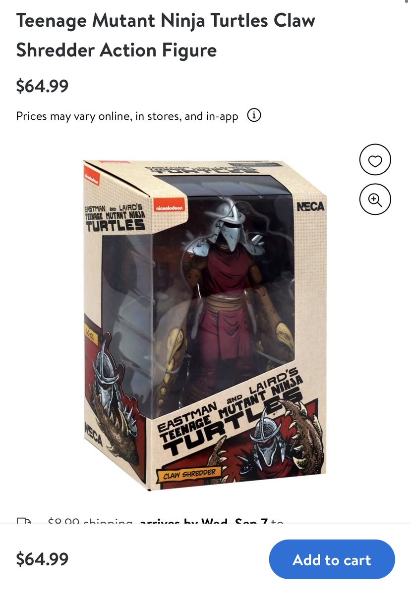NinjaTurtleLair's tweet photo. Mirage Claw Shredder is up at Walmart through 3rd party ($64.99) - https://t.co/fHta9kHihz
.
Thanks @TripleCCollect
.
#TurtleLair #TeenageMutantNinjaTurtles #chc
#tripleCcollective #cowabunga #mirageline https://t.co/i6UPos9N7d