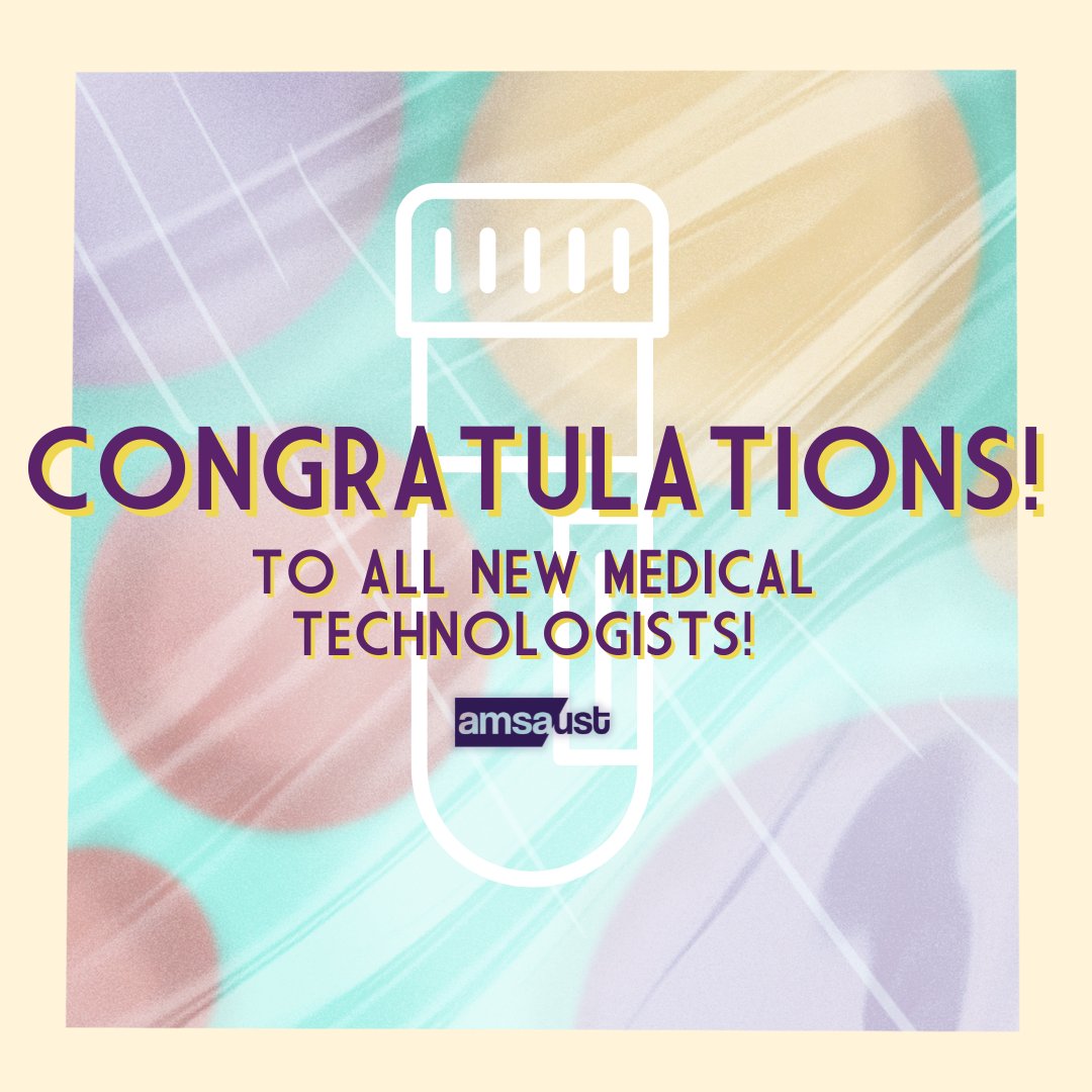 amsaustofficial's tweet photo. Congratulations to all our newly-licensed medical technologists!
#AMSAUST
#AMSAmazing
#AMSAUST2223
#ExploringNewWorldswithAMSAUST https://t.co/VspqTiiNHc