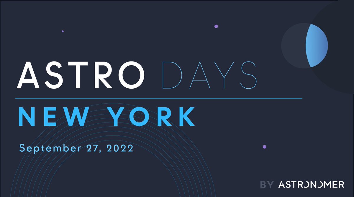 astronomerio's tweet photo. Join us on Sept 27 for #AstroDays: NYC, a free event focused on #ModernDataOrchestration! Attendees will build production-grade pipelines with next-gen DAG authoring tools, hear about the #Airflow roadmap for 2.4 and beyond, and more!
โก๏ธ https://t.co/IR3l9mXqH6 https://t.co/cljKWns6zb
