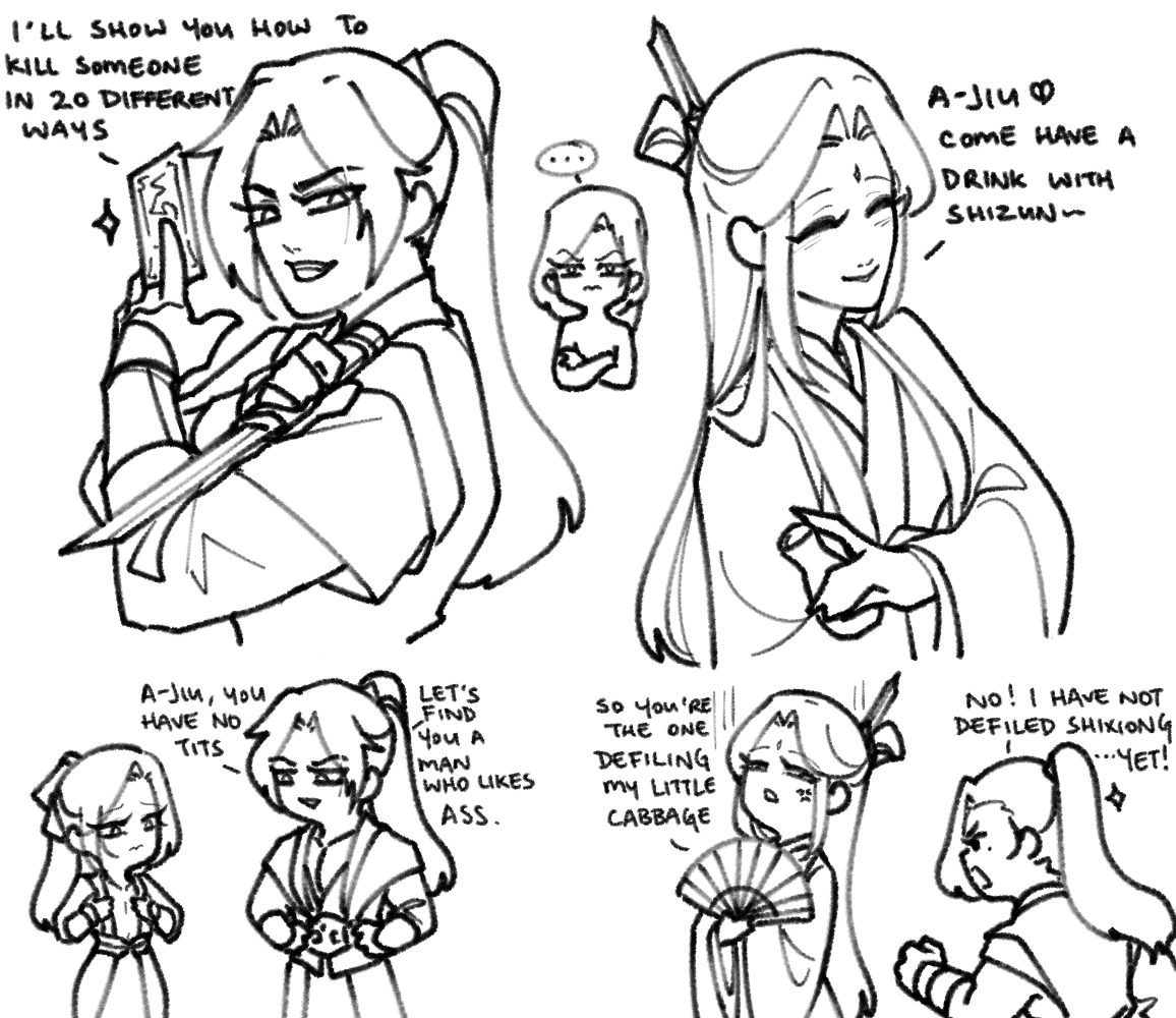 mrblank8l's tweet photo. shen jiu's awful masters 😾💧

(wyz is woobiefied and yassified) https://t.co/hyRipypkvs