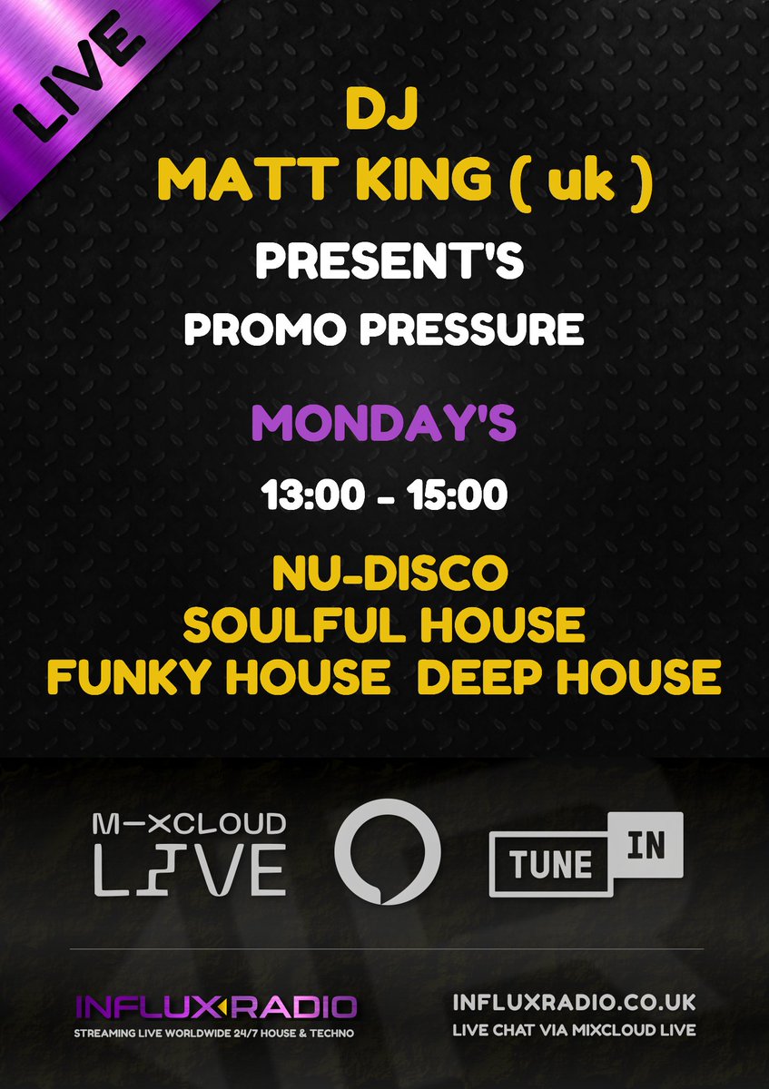InfluxRadioUK's tweet photo. Hey Hey !! Back with another live and exclusive mix from 1 pm today. Lot's of new promos, from Nu-disco through to deep house.
From producers of the likes of The Shapeshifters Da Funk Junkies Ferreck Dawn Vasily Umanets Alfred Azzetto  #housemusic  #funkyhouse #houseforlife https://t.co/cW0gVAs1w6