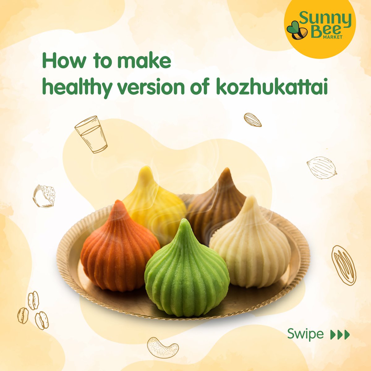 SunnyBeeMarket's tweet photo. This Vinayagar Chaturthi, make a healthy version of kozhukattai for your family! Double the goodness, double the health benefits!

#SunnyBeeMarket #GatheringGoodness #RedefiningRetail #GroceryShopping #GaneshChaturthi #VinayagarChaturthi #Ganesha https://t.co/Z9lbAzBAl0