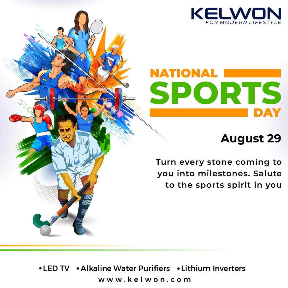 KelwonIndia's tweet image. Never give up, never give in, and when the upper hand is ours, may we have the ability to handle the win with the dignity that we absorbed the loss.

#kelwon #KelwonInverter #kelwonLEDTV #kelwonwaterpurifier #NationalSportsDay #sportsdays #IndiaProud #proudtobeindians