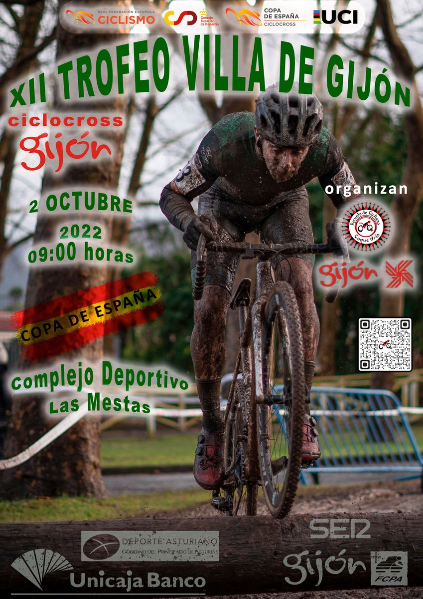 #CopaEspañaCX | 📝 Ya se encuentra abierto el plazo de inscripción para participar en la prueba inaugural Copa de España de Ciclocross 2022, el XII Trofeo Villa de Gijón

📆 2 de octubre
📍 Gijón (Asturias)

Inscripciones 🔗 bit.ly/3ArBaQZ