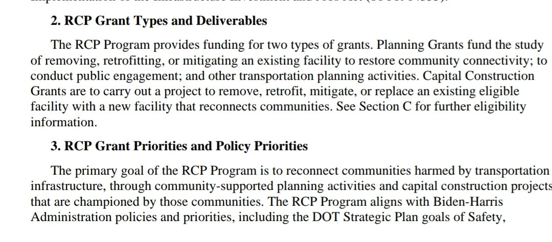 Grants types in #reconnectingcommunities program, the application is due October 13th.