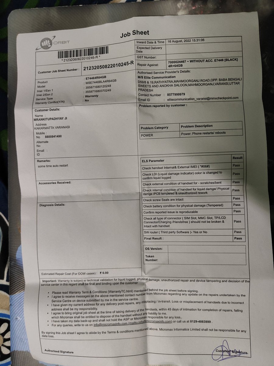 ankitupadhyay99's tweet photo. Pathetic service,I bought a micromax in Note 2 in April 22 and since then I have visited 4 times to service center and they only update the software,15 days back they submitted my phone and since last 4 days nobody is picking my call #EliteCommunication,Varanasi
@Micromax__India https://t.co/k4H4QDiaGw