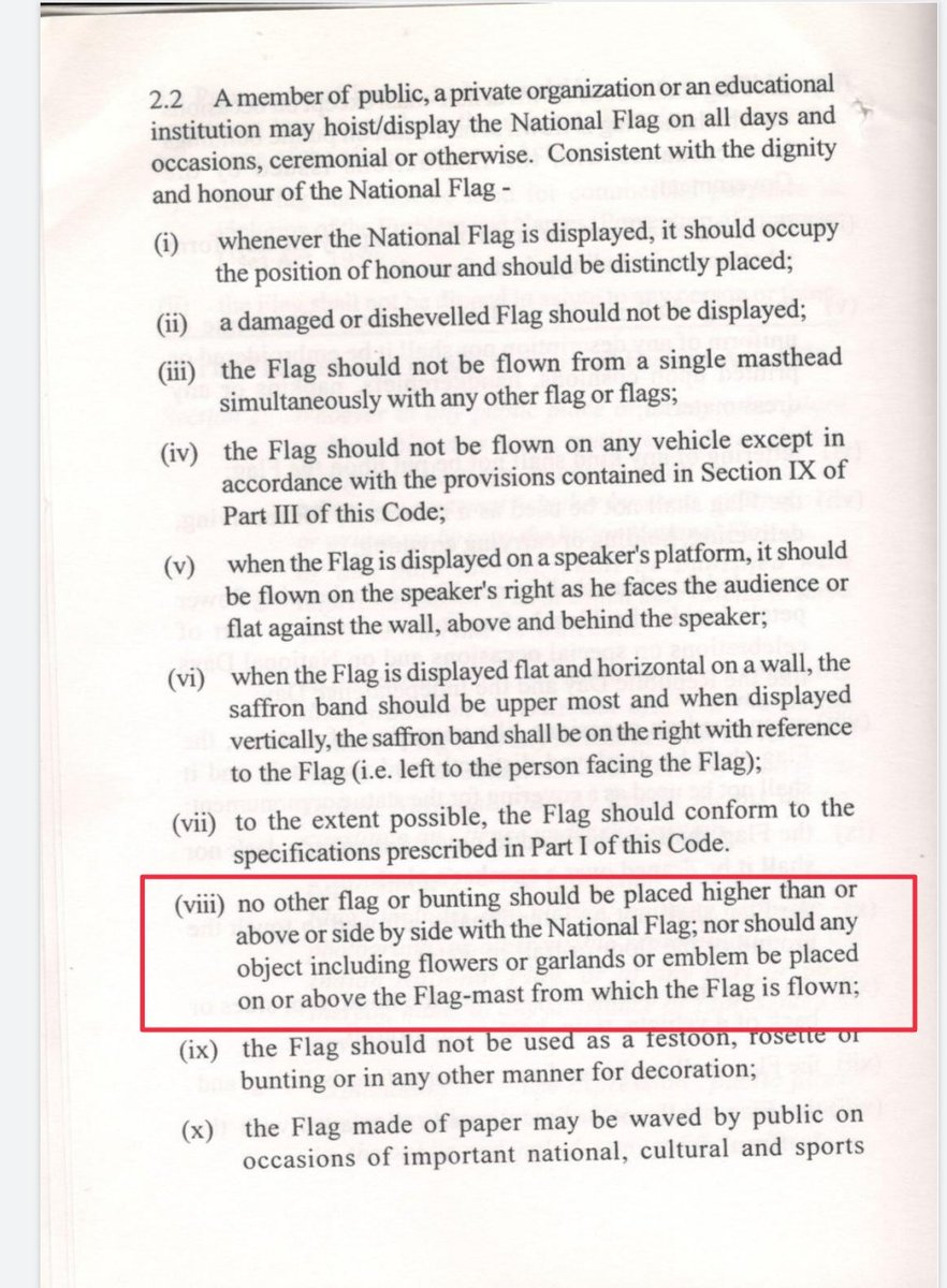 According Flag code 2002 'No other Flag or bunting should be placed higher than national flag or side by side' Also in the 2012 the HC Karnataka declared that Red yellow flag is illegal & directed the karntaka govt not to use the so called red yellow flag in the govt activities