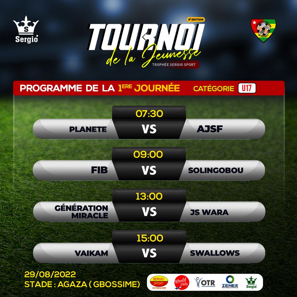 OfficielSergio's tweet photo. Tournoi de la Jeunesse, Trophée Sergio Sport
Voici le Programme de la 01 ère Journée

@FtfTogolaise https://t.co/orw6lbTu7F