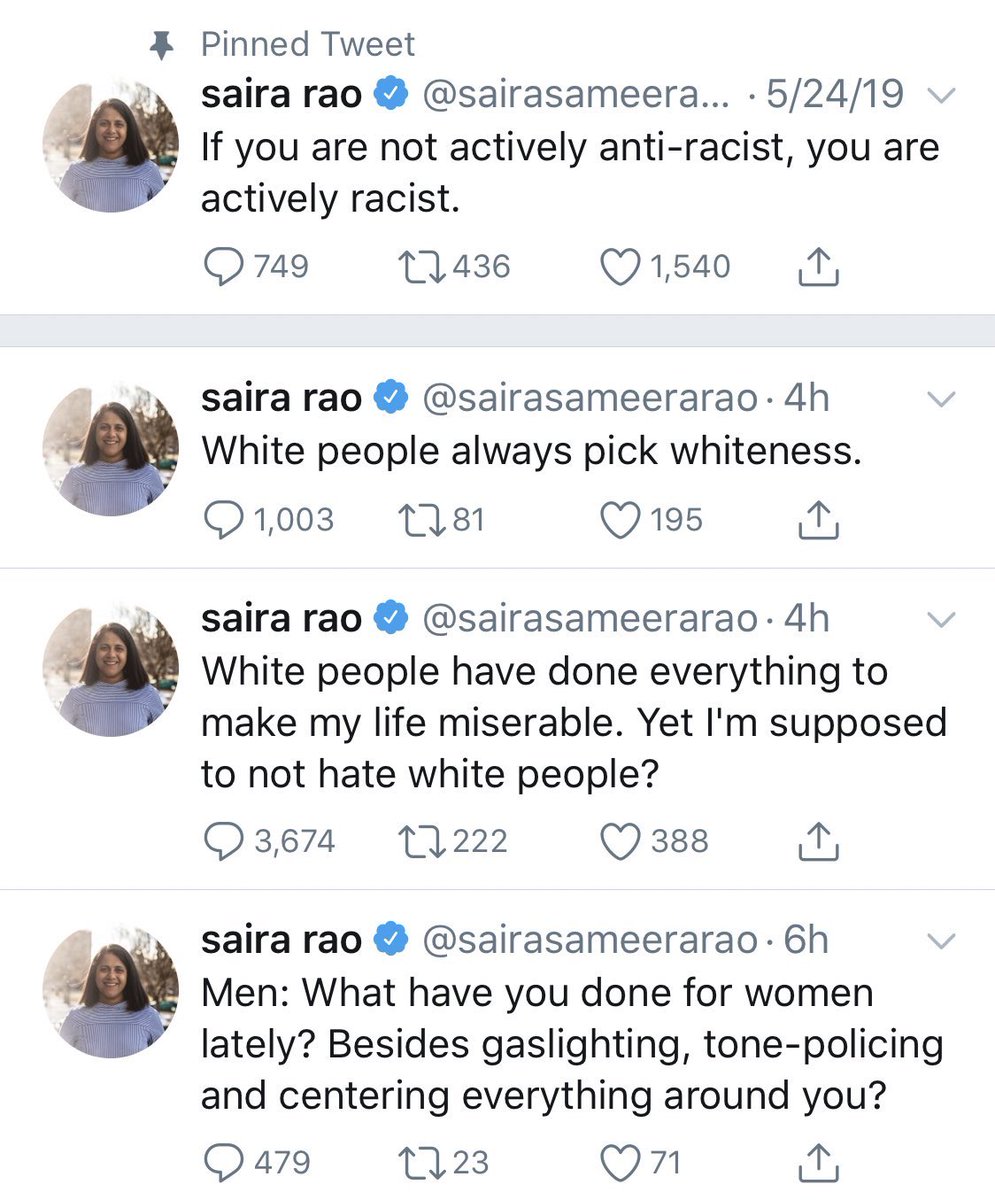 Saria Rao is racist and a vile human being: a thread.