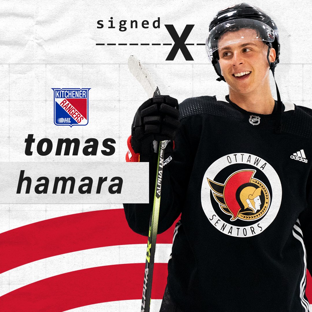 OHLRangers's tweet photo. Welcome to Kitchener, Tomáš!

🖊 Tomáš Hamara has committed to an 
@OHLHockey Standard Player Agreement and education package with the #OHLRangers.

@TomasHamara comes to Kitchener after signing a three-year #NHL entry level contract with the @Senators.

📰https://t.co/yPH749vayd https://t.co/IuFnu2A8ws