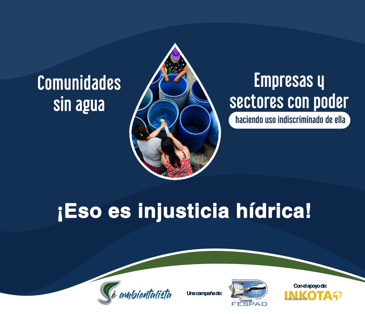 FESPAD_sv's tweet photo. Más del 54% del agua en el país es usada para actividades agrícolas, especialmente por la industria cañera. 

📢 Es urgente que se priorice el acceso a agua para las comunidades más afectadas por la crisis hídrica. https://t.co/aBxIF6iH3c