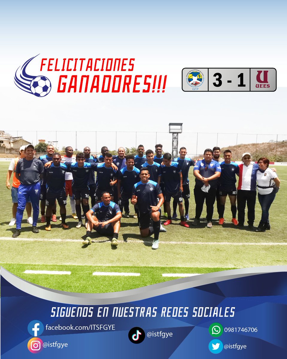 ISTFGYE's tweet image. ⚽¡Felicidades a nuestro seleccionado!⚽
Con el espectacular desenvolvimiento de nuestros chicos lograron obtener su segunda victoria de campeonato.
Sigue nuestras redes sociales:
Facebook: facebook.com/ITSFGYE
Instagram: instagram.com/istfgye/
Tiktok: tiktok.com/@istfgye