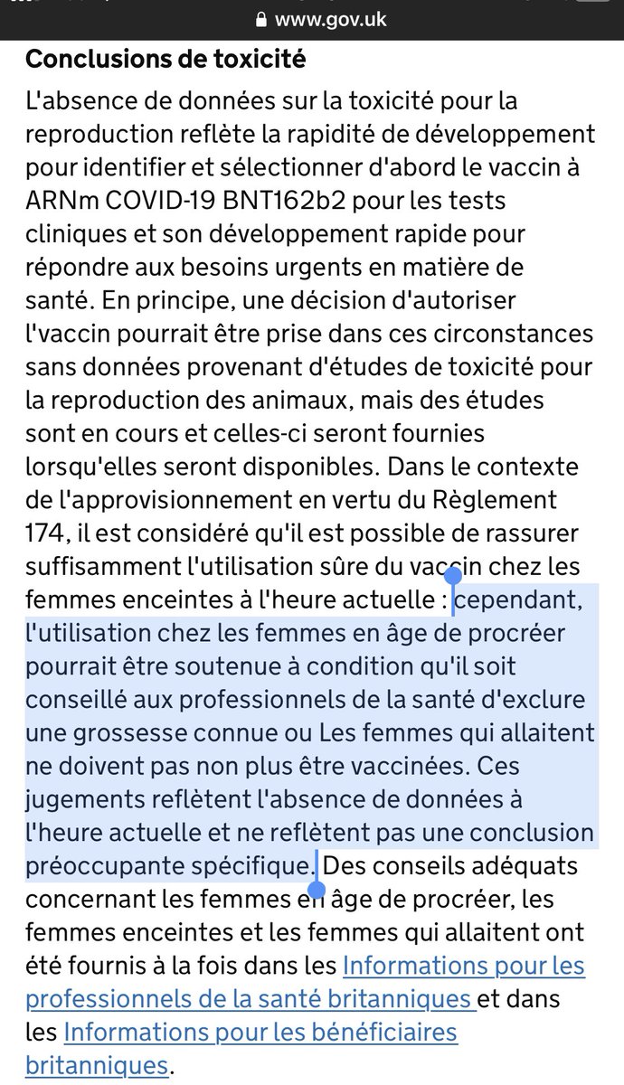 Voilà voilà 😏😔😡⬇️
Le gouvernement britannique retire discrètement l'approbation de l'utilisation du covid vax chez les femmes enceintes et allaitantes, 2 ANS APRÈS !!! Admettant que la sécurité ne peut pas être assurée à l'heure actuelle !!! 

gov.uk/government/pub…