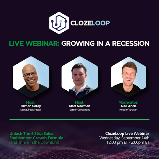 ClozeLoop's tweet photo. Sales &amp; Enablement Leaders 👋 In our upcoming webinar learn the specific actions you need to be taking right now to continue exceeding revenue targets in uncertain times. Tactical Execution is the key so don’t expect fluff 
https://t.co/KRoUXyxIin
#SalesEnablement #SalesLeaders https://t.co/BdLKOOd1ex