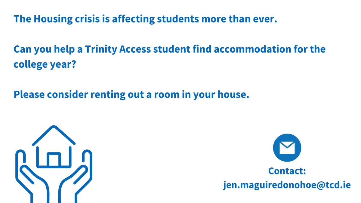 AccessTCD's tweet photo. Many #TrinityAccess students are currently struggling to find accommodation for the year ahead🏘️
If you or someone you know is interested helping via the rent-a-room relief scheme 👉https://t.co/cLCypcj0WA or
📧jen.maguiredonohoe@tcd.ie
#PleaseRetweet #Students #HousingCrisis https://t.co/oRzDoCHEy1